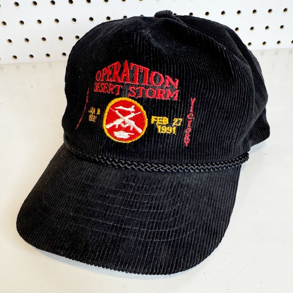 Vintage | 90’s Operation Desert‎ Storm Allied Victory Black Corduroy Ball Cap